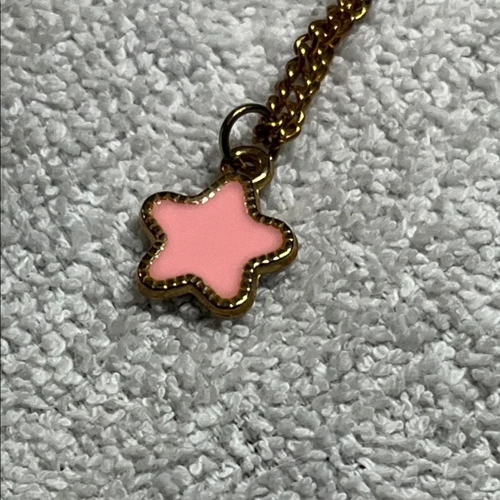 Pink enamel Star Pendant Necklace for Kids